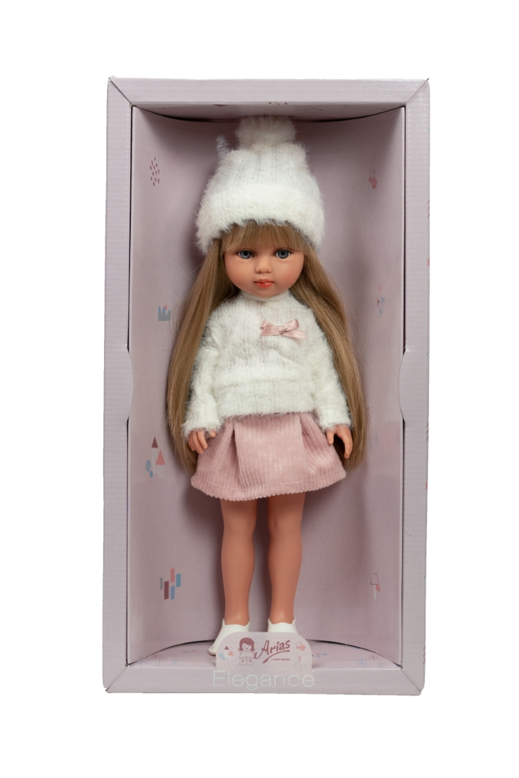 Arias lėlė mergaitė Carlota pūkuotu megztiniu, 36 cm - Image 4