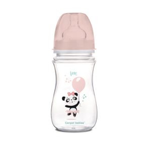 CANPOL EasyStart Exotic platus buteliukas nuo pilvo dieglių 300 ml rožinis