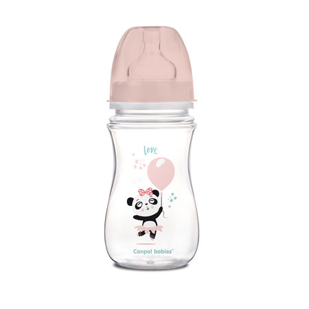 CANPOL EasyStart Exotic platus buteliukas nuo pilvo dieglių 300 ml rožinis