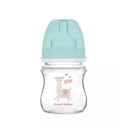 CANPOL EasyStart Exotic plataus burnos buteliukas nuo pilvo dieglių 120 ml žalias