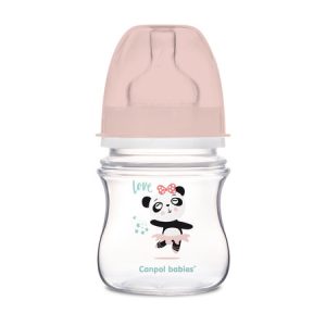 CANPOL EasyStart Exotic plataus burnos buteliukas nuo pilvo dieglių 120 ml rožinis