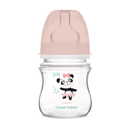 CANPOL EasyStart Exotic plataus burnos buteliukas nuo pilvo dieglių 120 ml rožinis