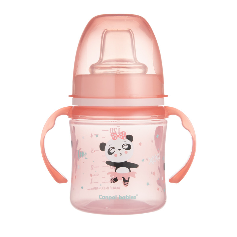 CANPOL EasyStart treniruočių puodelis 120ml - Saldi smagi rožinė