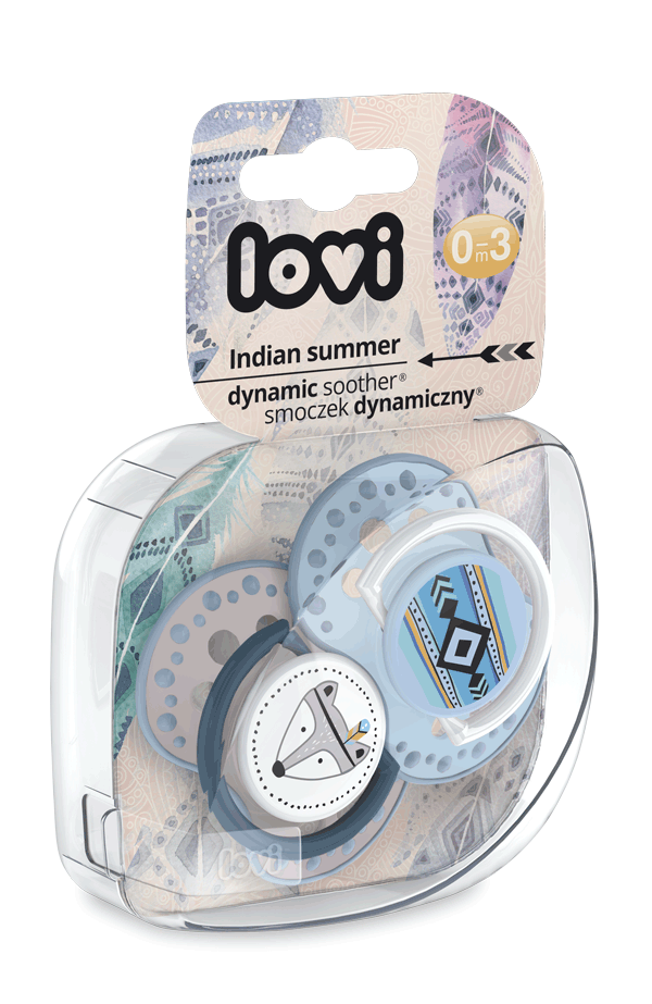 LOVI Dinaminis silikoninis čiulptukas 0-3m 2vnt Indian Summer Boy