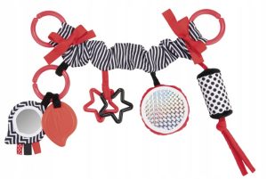 CANPOL SENSORY TOYS vežimėlio/automobilinės kėdutės pakabukas, raudonas
