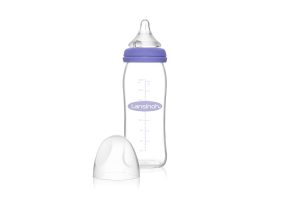 LANSINOH Stiklinis maitinimo buteliukas 240 ml + Natural/Wave žindukas
