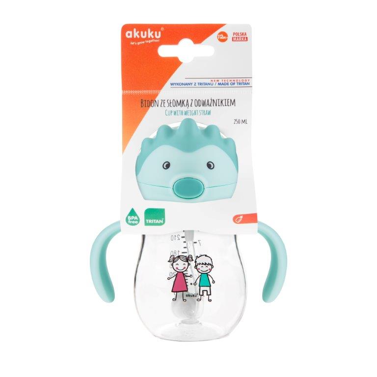 AKUKU Butelis su šiaudeliu ir svareliu MINT - Image 3