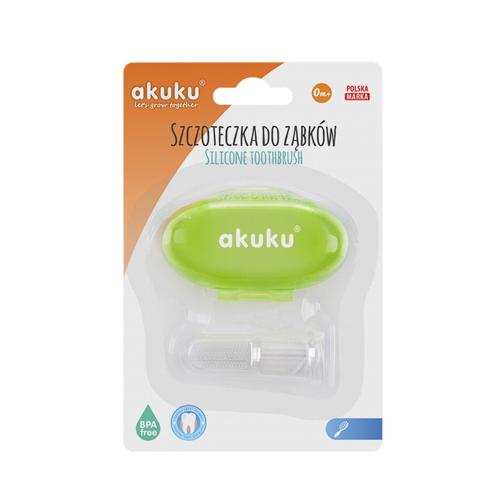 AKUKU Silikoninis dantų šepetėlis žaliame dėkle - Image 2