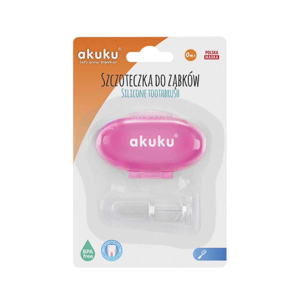 AKUKU Silikoninis dantų šepetėlis rožiniame dėkle - Image 2