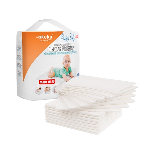 AKUKU Vienkartiniai paklotai 40x60 Baby Soft 15 vnt