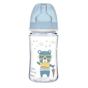CANPOL Platus buteliukas nuo pilvo dieglių 240ml Bonjour mėlynas