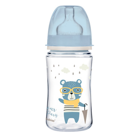 CANPOL Platus buteliukas nuo pilvo dieglių 240ml Bonjour mėlynas