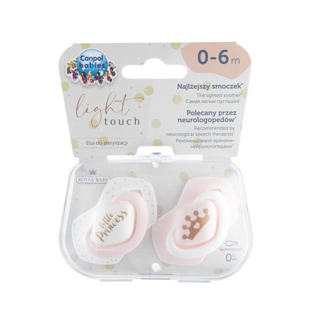 CANPOL Silikoninis simetriškas čiulptukas 0-6 m Royal Baby rožinis - Image 2