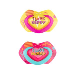 CANPOL Silikoninis simetriškas čiulptukas 0-6 m Neon Love rožinis