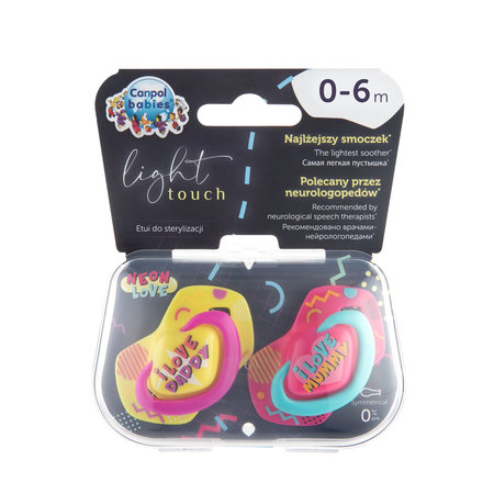 CANPOL Silikoninis simetriškas čiulptukas 0-6 m Neon Love rožinis - Image 2