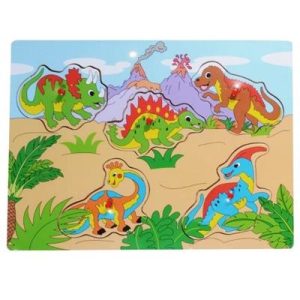 SMILY PLAY Dinozaurų medinė dėlionė