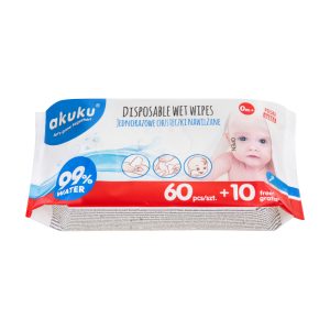 AKUKU Vienkartinės vandeniu sudrėkintos servetėlės ​​70 vnt