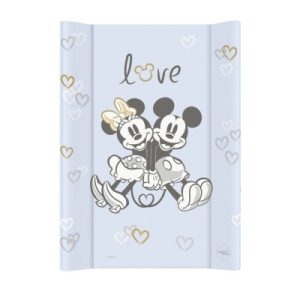CEBA Kieta vystymo lenta, trumpas Comfort 50x70 Disney Minne & Mickey Blue NEMOKAMAS pervystymo stalo užvalkalas, sulankstomas vystymo kilimėlis 60x40 Rowanberry