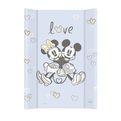 CEBA Kieta vystymo lenta, trumpas Comfort 50x70 Disney Minne & Mickey Blue NEMOKAMAS pervystymo stalo užvalkalas, sulankstomas vystymo kilimėlis 60x40 Rowanberry