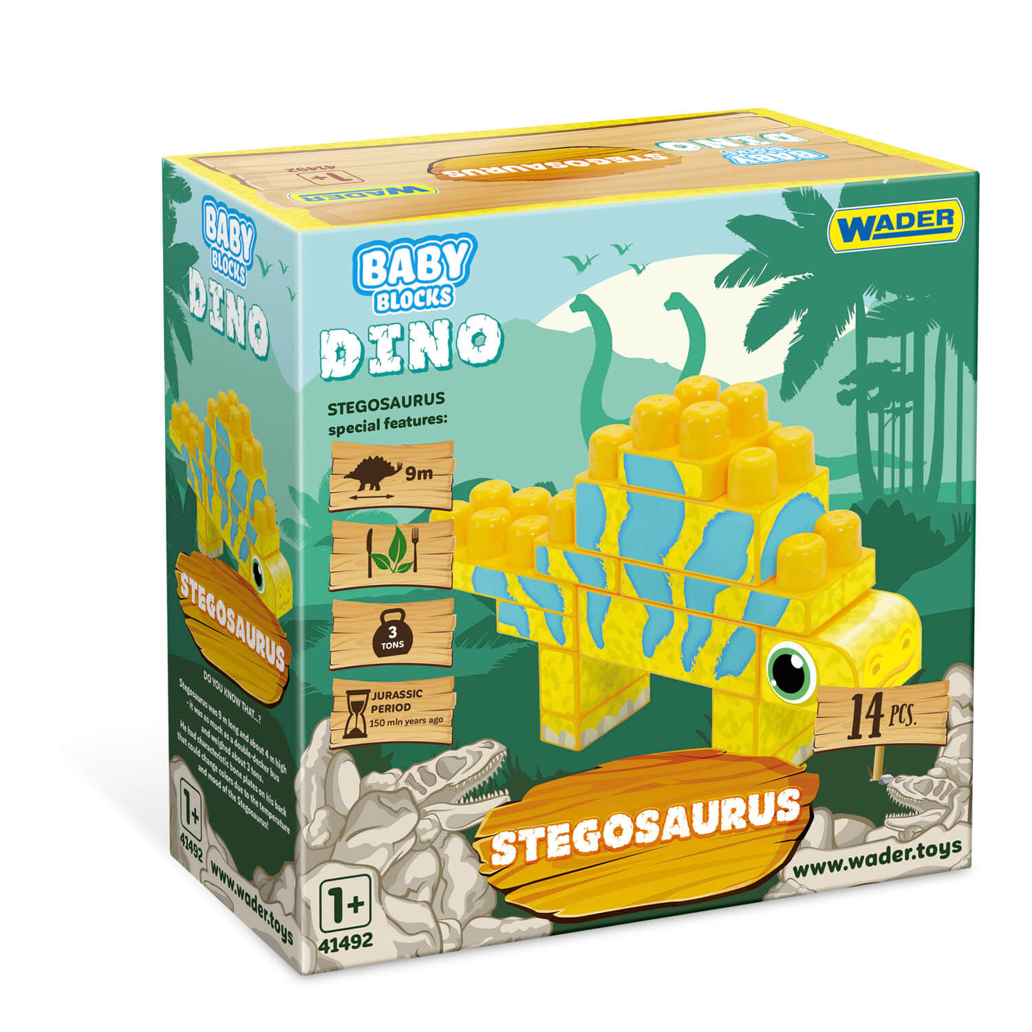 WADER Baby Blocks Dino stegozaurų kaladėlės* - Image 2