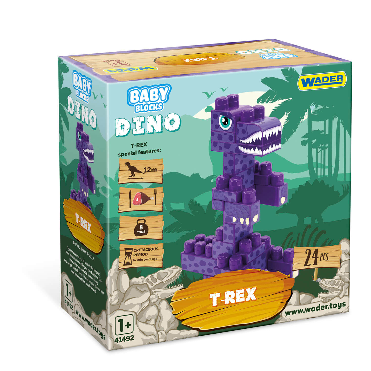 WADER Baby Blocks Dino t-rex kaladėlės* - Image 2