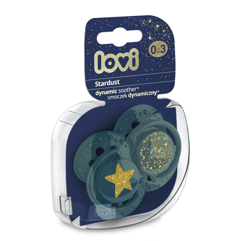 LOVI Dinaminis silikoninis čiulptukas 0-3 m 2 vnt Stardust green - Image 2