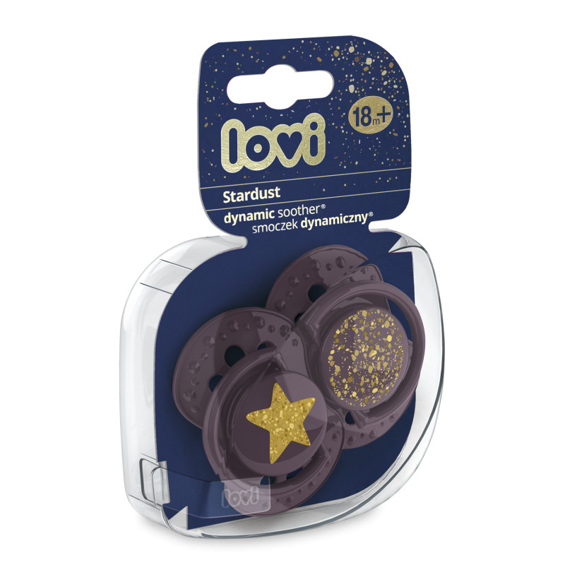 LOVI Dinaminis silikoninis čiulptukas 18+m 2 vnt Stardust violetinis - Image 2