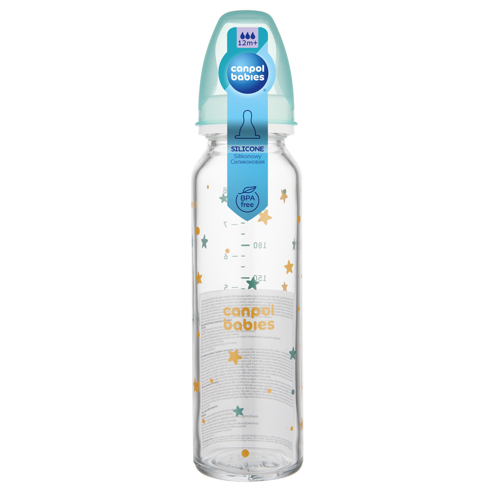 CANPOL Stiklinis buteliukas 240ml, dekoruotas - Image 2