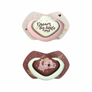CANPOL Silikoninis čiulptukas 6-18m simetriškas Sleepy Koala 2 vnt. rožinė