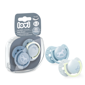 LOVI Dinaminis silikoninis čiulptukas 0-2m 2 vnt Baby Shower Boy