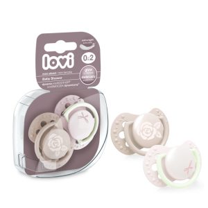 LOVI Dinaminis silikoninis čiulptukas 0-2m 2 vnt Baby Shower Girl