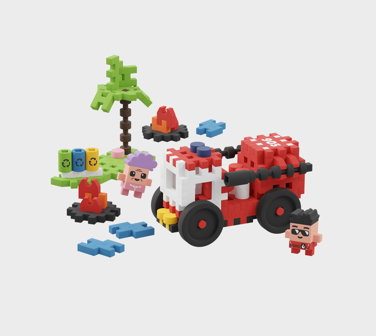 MARIOINEX Vafliniai mini blokeliai - Gaisrinis automobilis 80 vnt. - Image 2