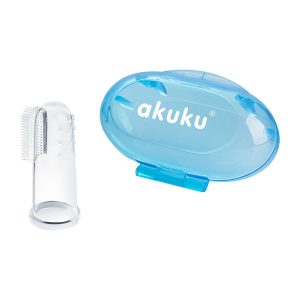 AKUKU Silikoninis dantų šepetėlis mėlyname dėkle