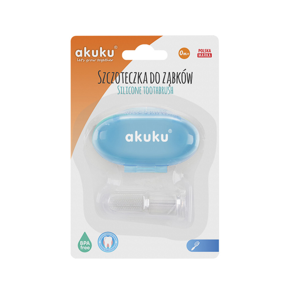 AKUKU Silikoninis dantų šepetėlis mėlyname dėkle - Image 2