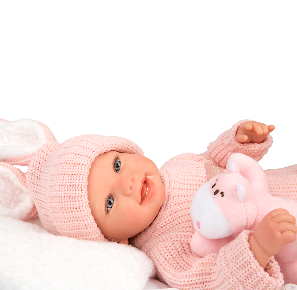 Arias Reborn lėlė kūdikėlis rožiniais rūbeliais, Lucia, 45 cm - Image 5