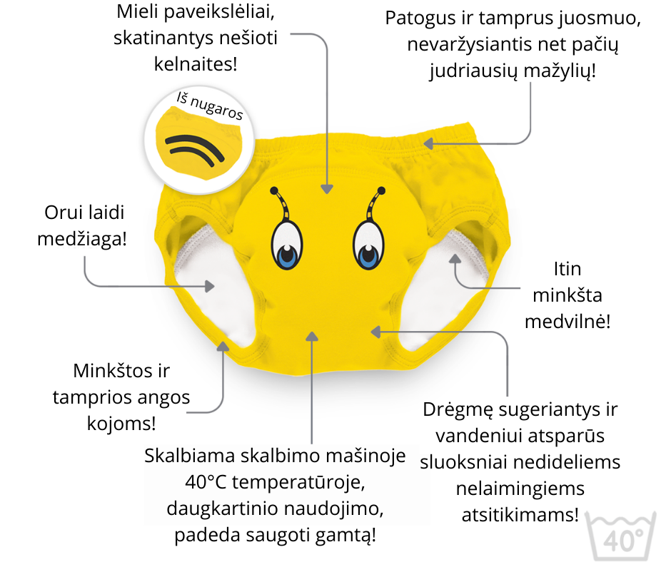 Mokomosios kelnaitės-atprastukės, Bitė, 2-3 metai - Image 4