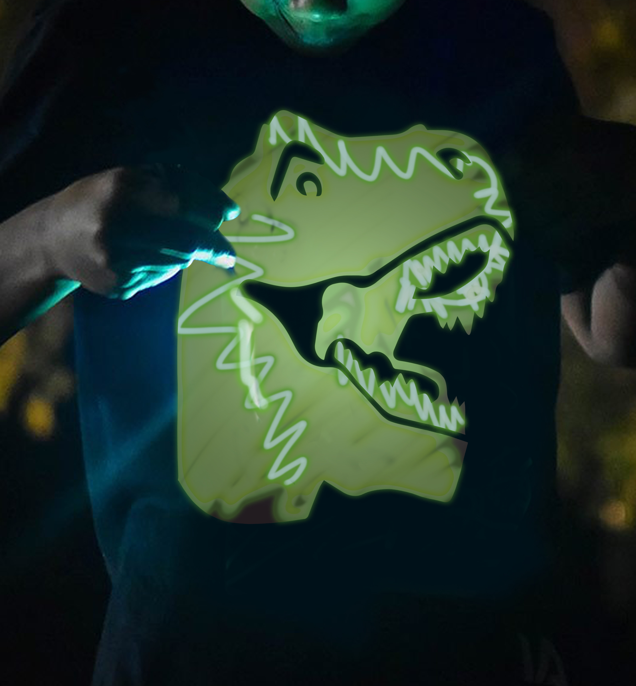 Splat Planet šviečiantys tamsoje marškinėliai, Dinozauras - Image 3