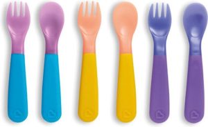 MUNCHKIN spalvotų šaukštelių ir šakučių rinkinys, 12 m+, 6 vnt.,01253601