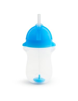 MUNCHKIN gertuvė su šiaudeliu ir svareliu, mėlyna, 12mėn+, 296ml, 90116