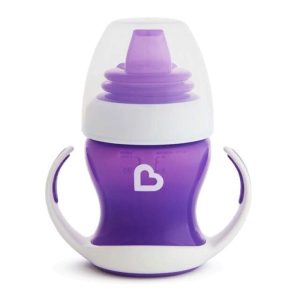 MUNCHKIN mokomoji gertuvė su rankenomis ir minkštu snapeliu, Gentle Transition, violetinė, 4mėn+, 118 ml, 90137P
