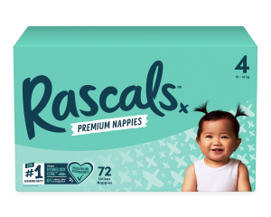 RASCAL sauskelnės 4 dydis, 10-15kg, 72 vnt., 93145