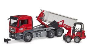 BRUDER 1:16 MAN TGS suknvežimis su konteineriu ir krautuvu, 03767