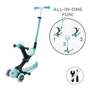 GLOBBER paspirtukas Go Up Deluxe Lights, mėtinis, 748-706