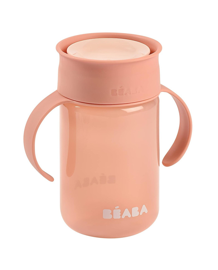 BEABA 360 LAIPSNIŲ KAMPU BESISUKANTIS, NEIŠSILIEJANTIS MOKOMASIS PUODELIS, PINK