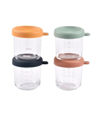 BEABA 4 VNT. STIKLINIŲ INDELIŲ RINKINYS (4 VNT. PO 250 ML), SUNRISE