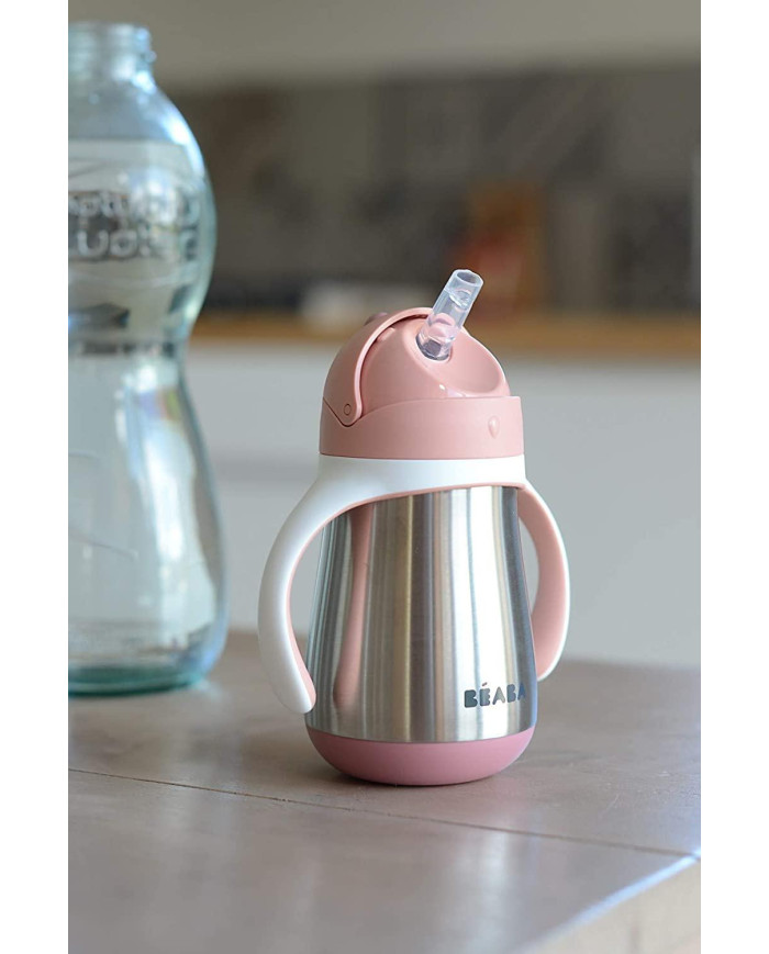 BEABA METALINĖ GERTUVĖ SU ŠIAUDELIU, 250 ML, OLD PINK - Image 5