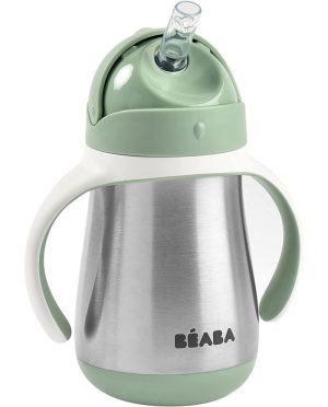 BEABA METALINĖ GERTUVĖ SU ŠIAUDELIU, 250 ML, SAGE GREEN