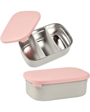 BEABA METALINĖ REGULIUOJAMŲ SKYRIŲ PIETŲ DĖŽUTĖ, DUSTY ROSE