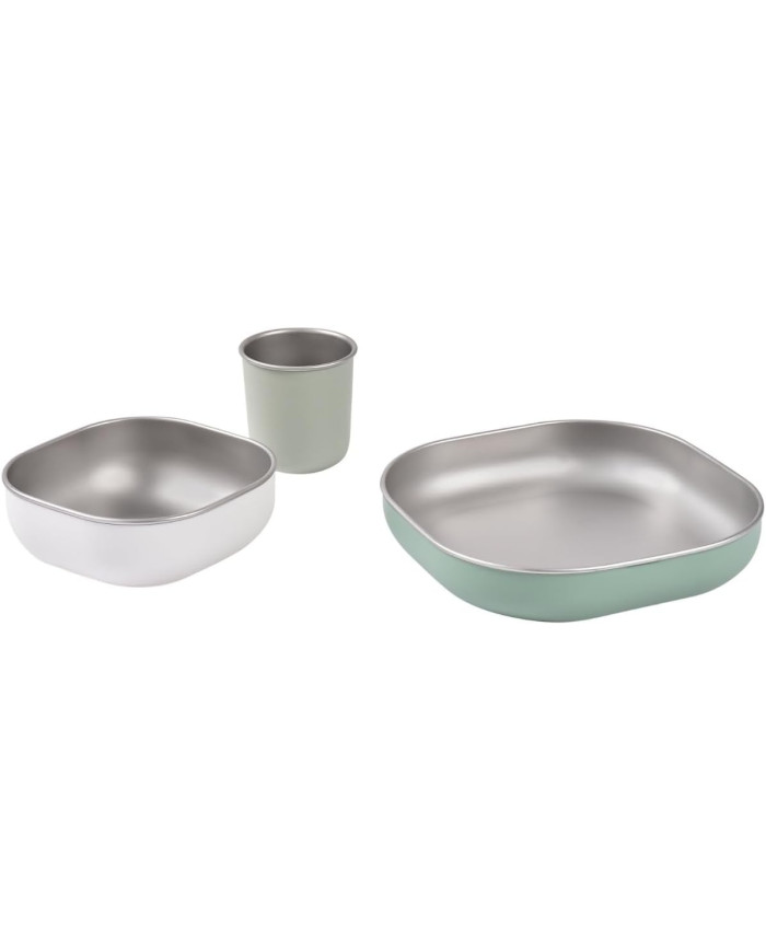 BEABA NERŪDIJANČIO PLIENO 3 VNT. PIETŲ RINKINYS, SAGE GREEN - Image 2