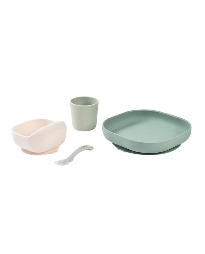 BEABA SILIKONINIS 4 VNT. PIETŲ RINKINYS, SAGE GREEN - Image 2